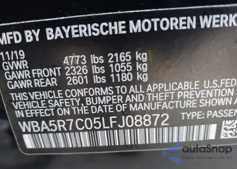 2020 BMW 330I xDrive from USA, damaged, VIN WBA5R7C05LFJ08872